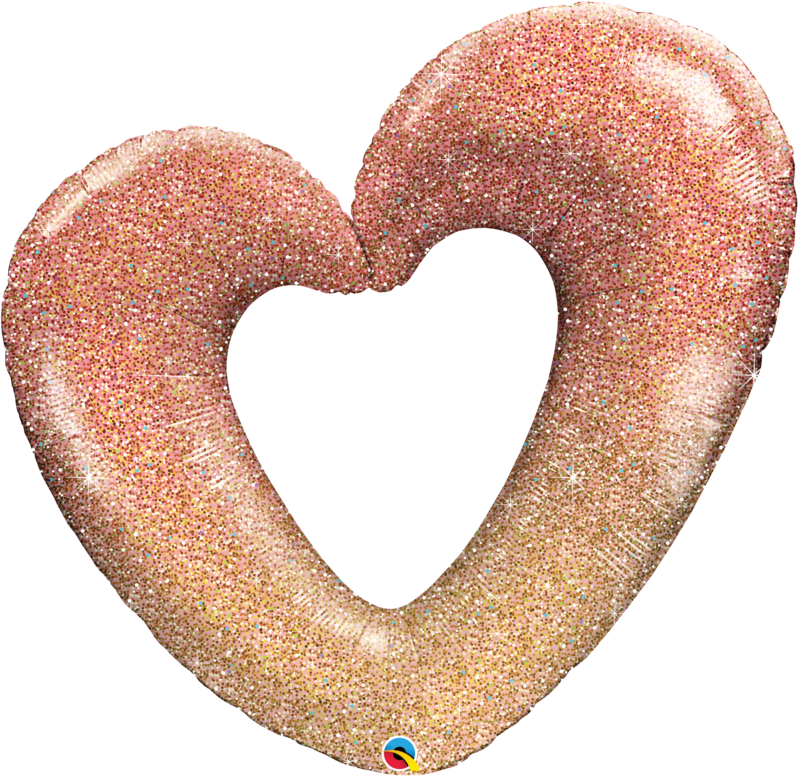 21060_21073B rose gold glitter ombre heart qualatex shape