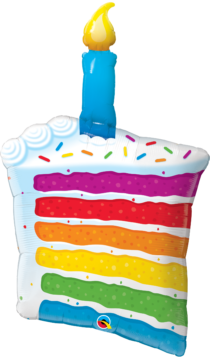 rainbow cake & candle shape candle qualatex
