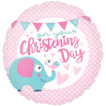 christening day pink standard foil balloon