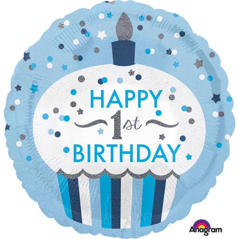 52354-3453001-1-3-1500+ 1st birthday cupcake boy 18" foil balloon