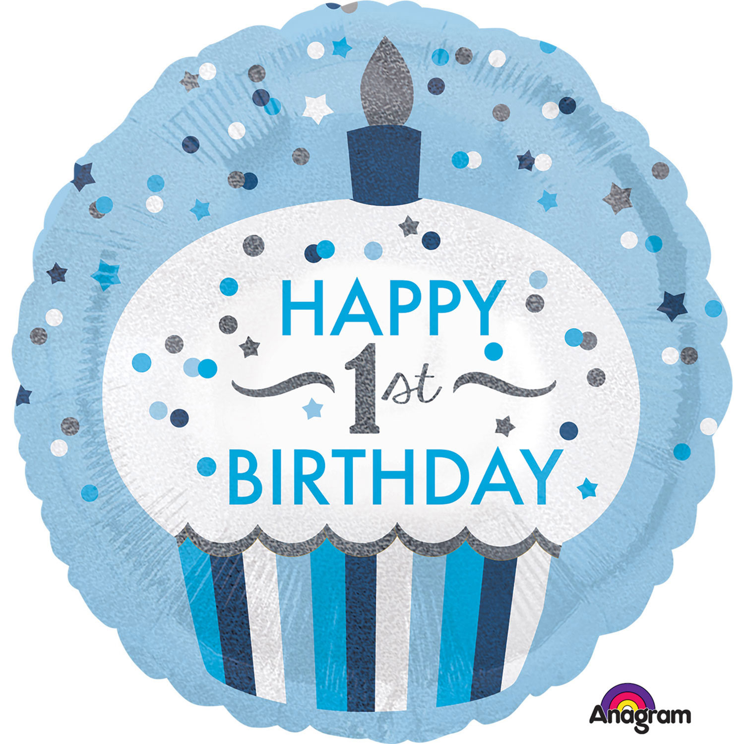 52354-3453001-1-3-1500+ 1st birthday cupcake boy 18" foil balloon