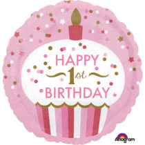 1st birthday cupcake girl 18" foil balloon