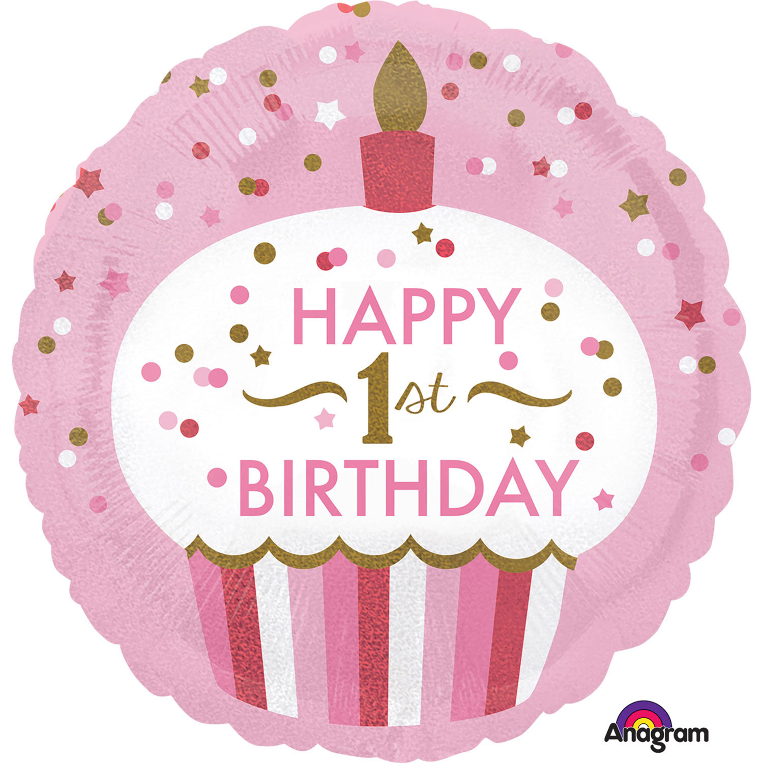 1st birthday cupcake girl 18" foil balloon