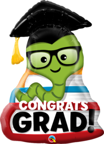 congrats grad bookworm foil shape