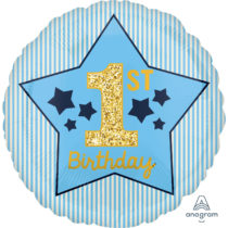 1st birthday boy blue & gold 18" foil balloon