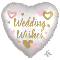 wedding wishes white standard foil balloon