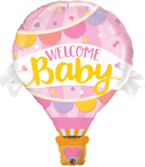 welcome baby pink balloon qualatex foil shape