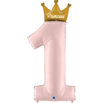1st birthday princess pink foil balloon