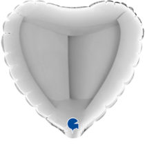 silver 4" air-fill heart foil balloon