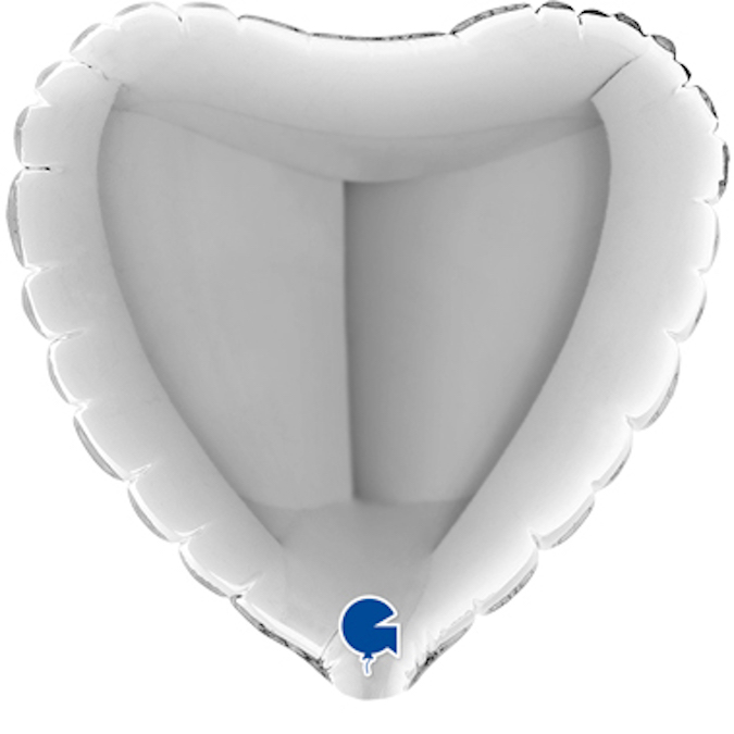silver 4" air-fill heart foil balloon