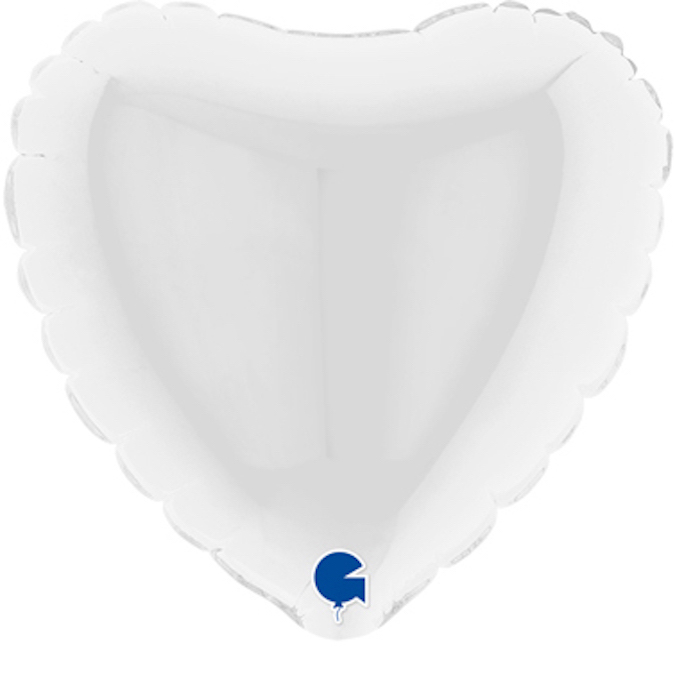 white 4" air-fill heart foil balloon