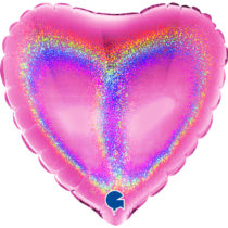 glitter holographic fuxia 4" foil balloon