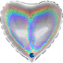 glitter holographic silver 4" heart foil balloons
