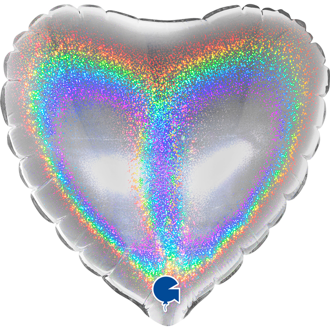 glitter holographic silver 4" heart foil balloons
