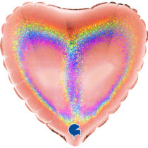 glitter holographic rose gold 4" heart foil balloon