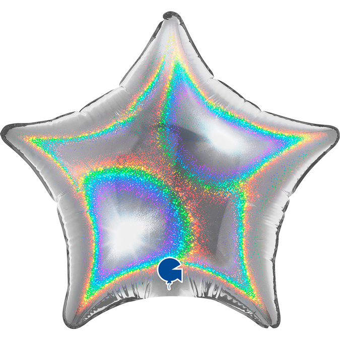 glitter holographic silver 4" star foil