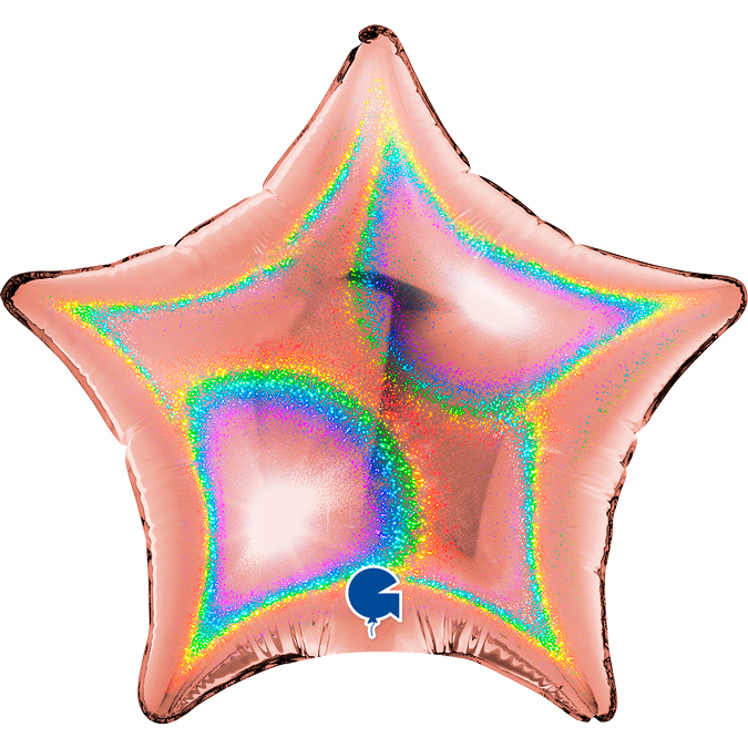04283GHRG-Star-04inc-Glitter-Holographic-Rose-Gold glitter holographic rose gold 4" star foil balloon