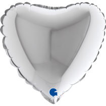 silver 9" air-fill heart foil balloon