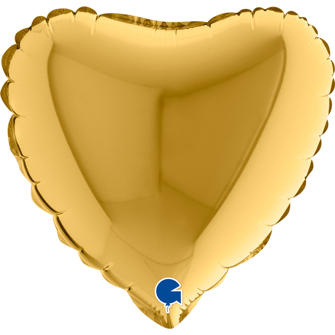 gold 5 9" air-fill heart foil balloon