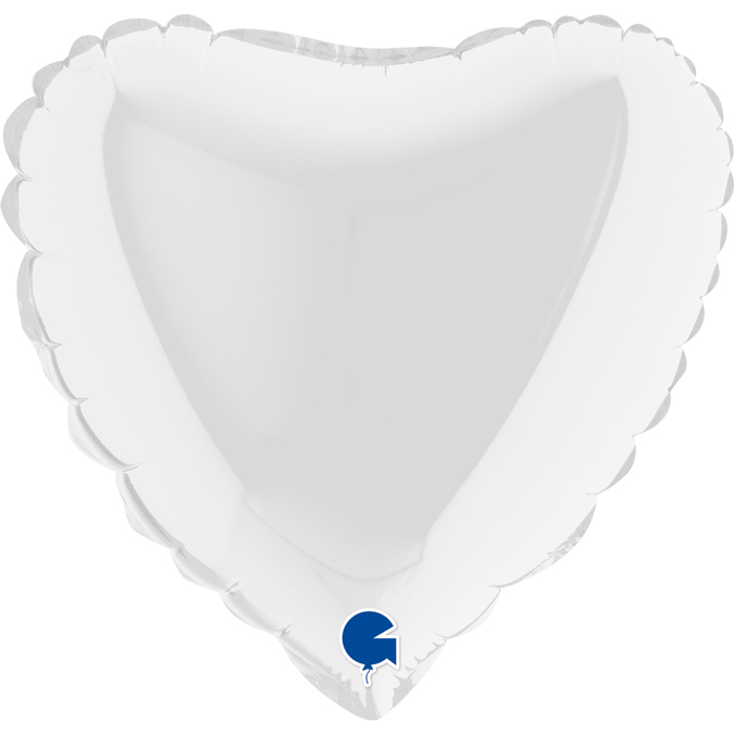 09018Wh-Heart-09inc-White white 9" air-fill heart foil balloon
