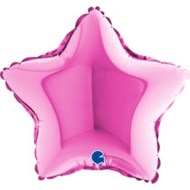 fuxia 9" air-fill star foil balloon