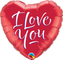 I love you script modern 9'' heart