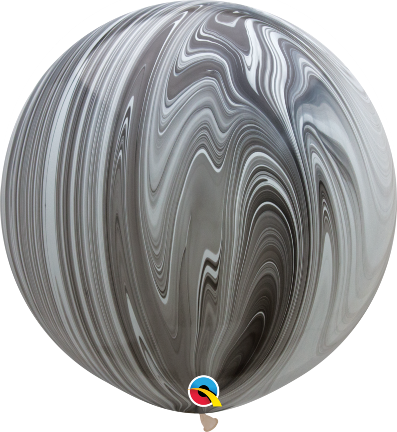 35206B_BK&WSA black & white superagate 30 inch latex balloon