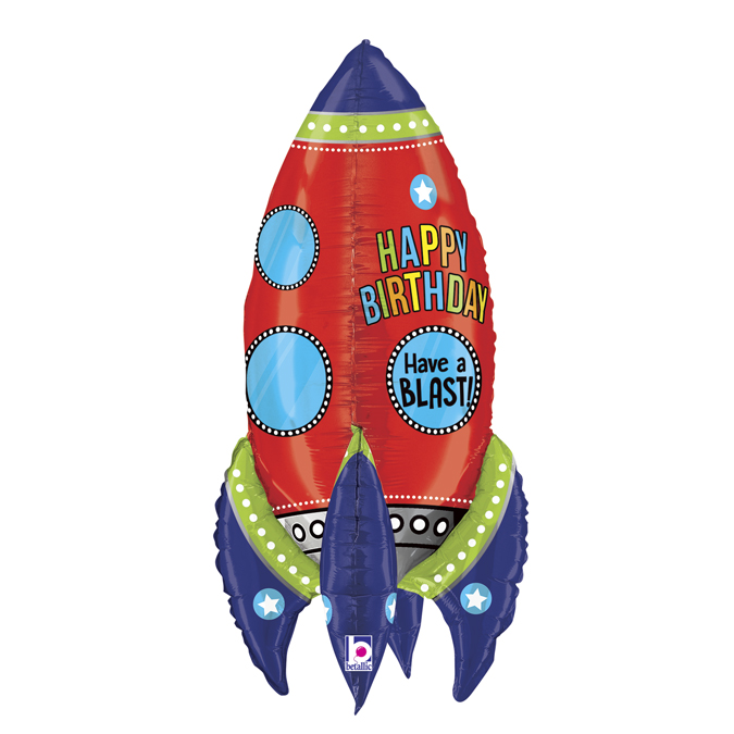 35253-Dimensionals-Blasting-Birthday-Rocket_monopiega blasting birthday rocket shape foil balloon
