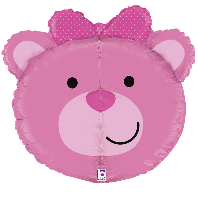 35259-Dimensionals-Baby-Girl-Bear-front baby girl bear 3d shape foil balloon