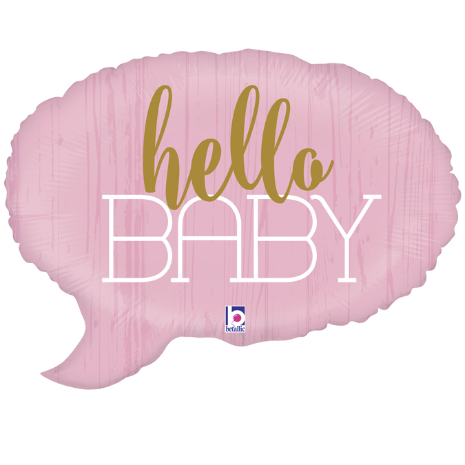 hello baby pink shape foil balloon