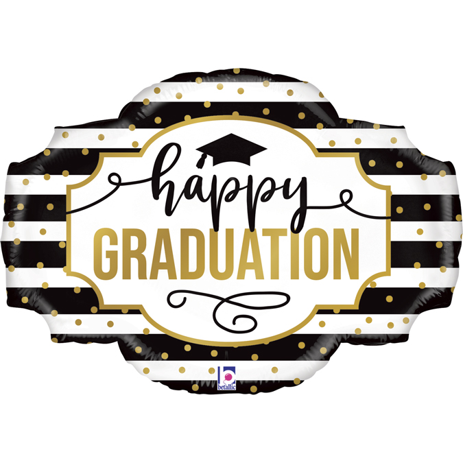 35946-Black-and-White-Stripe-Grad STRIPED HAPPY GRADUATION