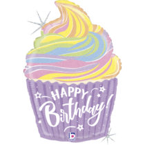 pastel birthday cupcake shape foil balloon