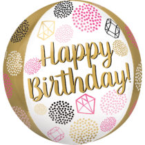happy birthday gems orbz foil balloon