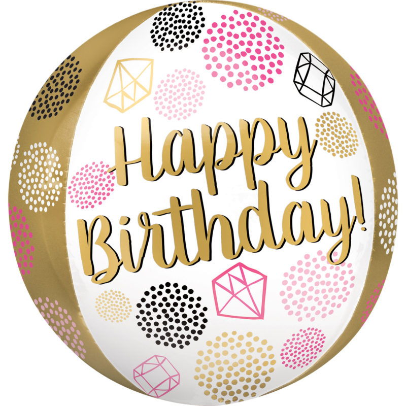 happy birthday gems orbz foil balloon