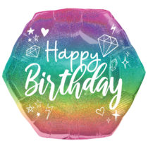 sparkle birthday holographic supershape foil balloon