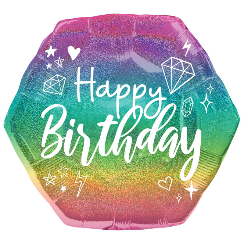 sparkle birthday holographic supershape foil balloon
