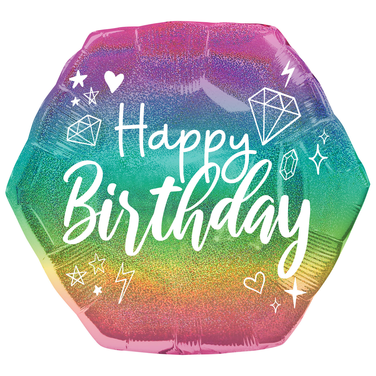 sparkle birthday holographic supershape foil balloon