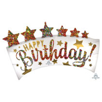 happy birthday glitter banner supershape foil balloon