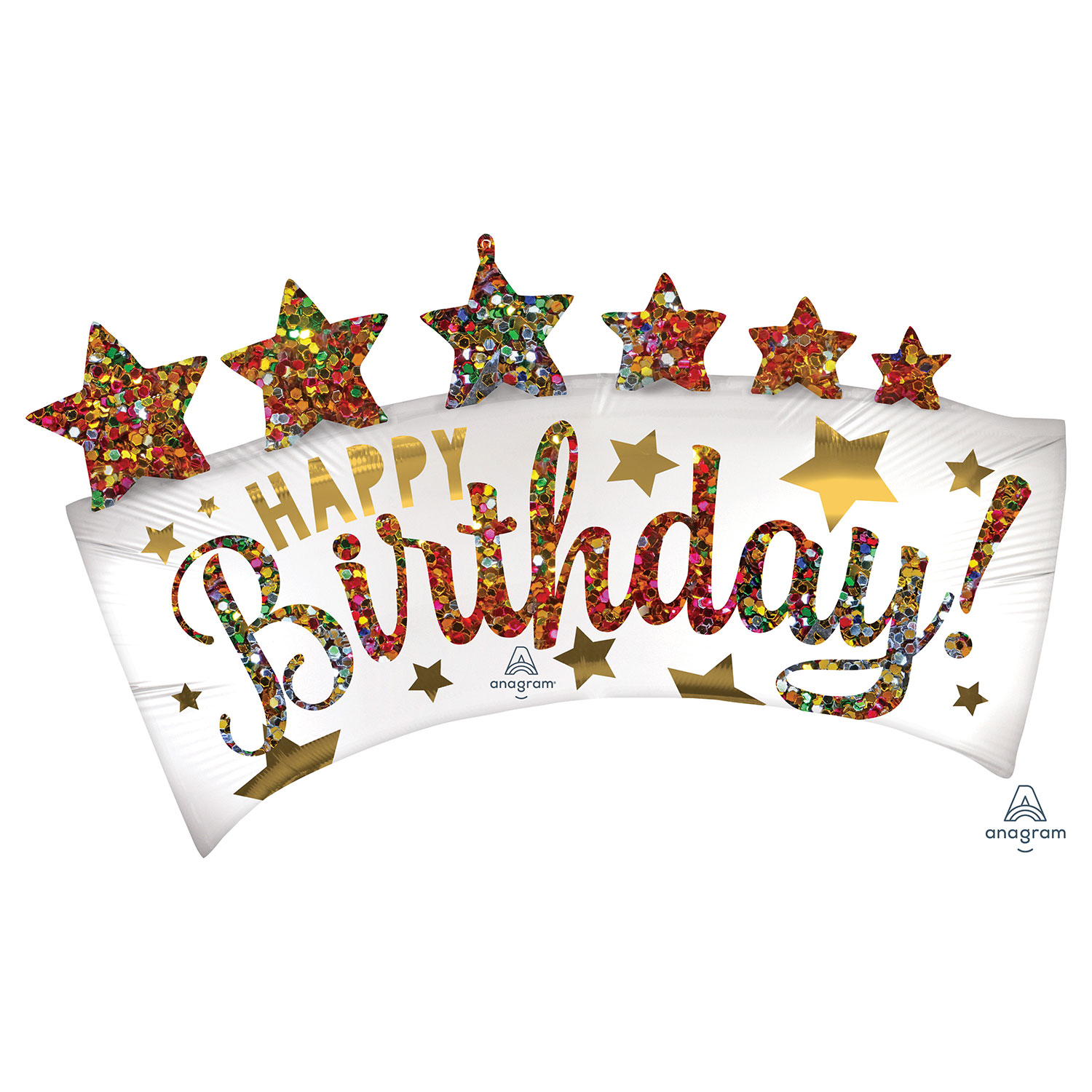 happy birthday glitter banner supershape foil balloon