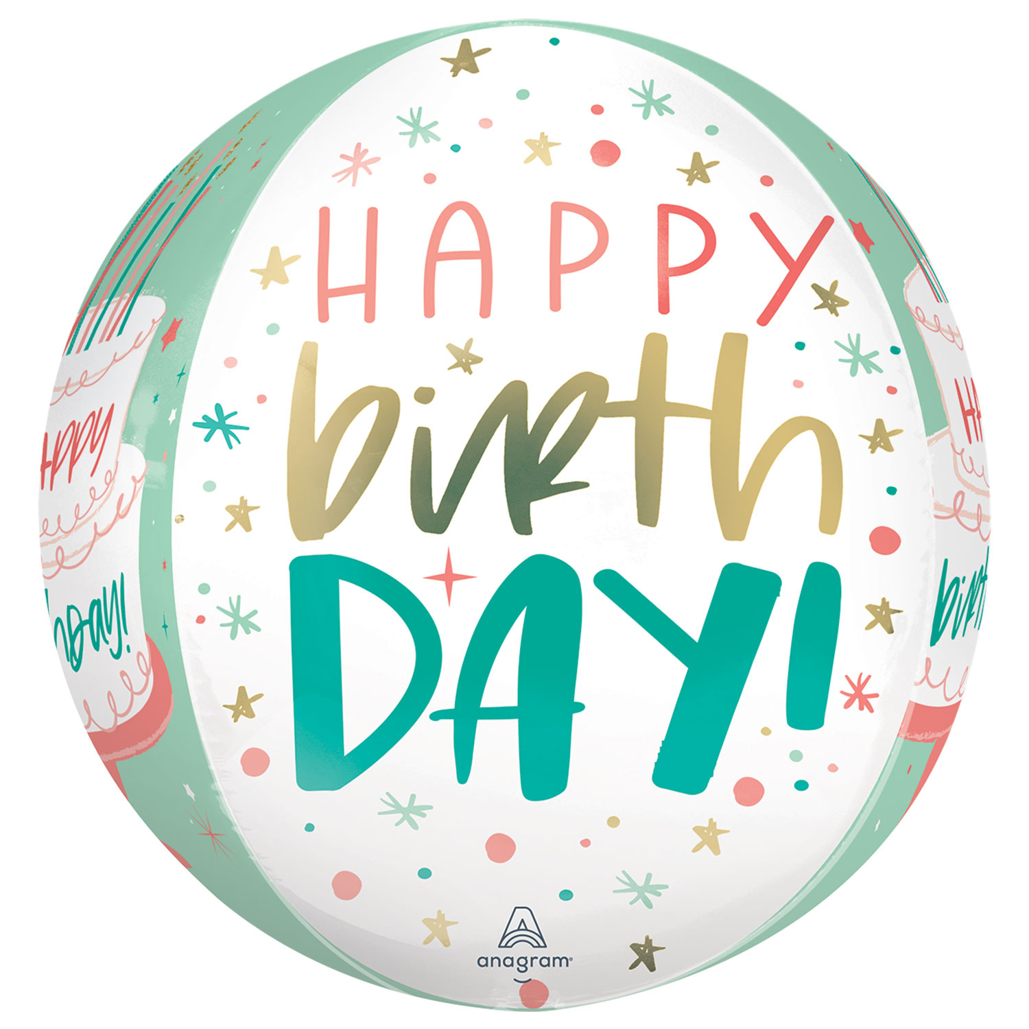 happy cake day orbz foil balloon