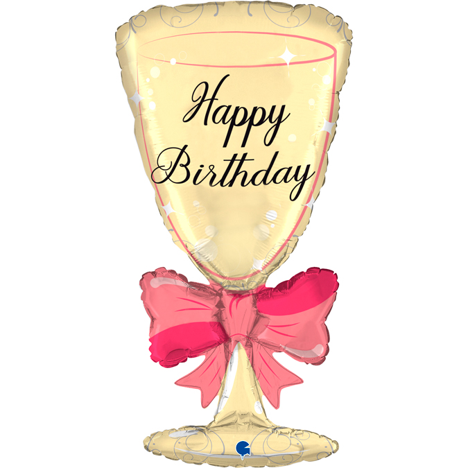 72027-HB-Glass-W-Ribbon happy birthday glass shape balloon