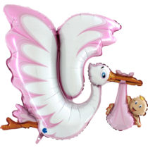 pink stork 53" shape foil balloon
