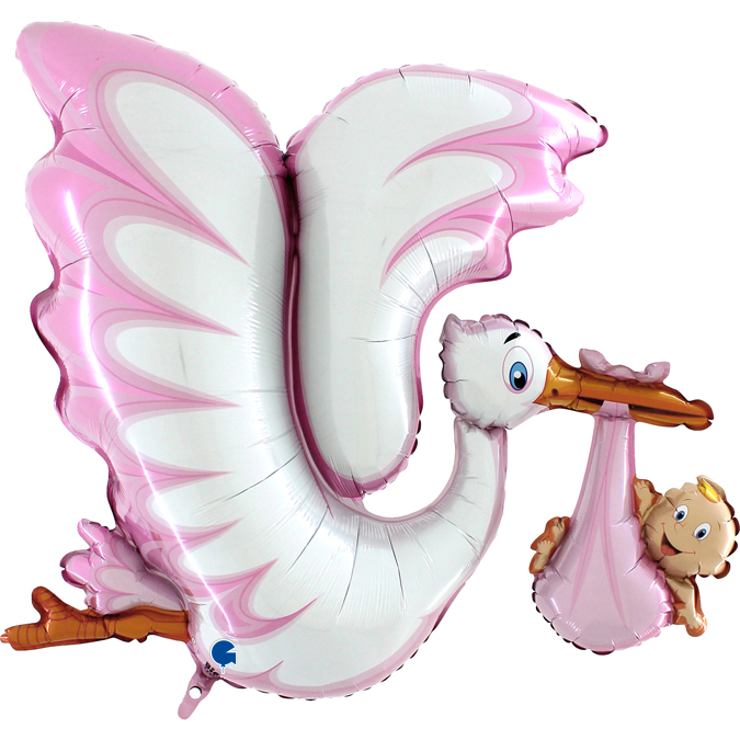 72085_Cicogna-Rosa-1 pink stork 53" shape foil balloon