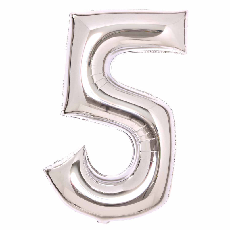 72517-9913068-1-3-1500+ Amscan Large Number 5 Silver Foil Balloons