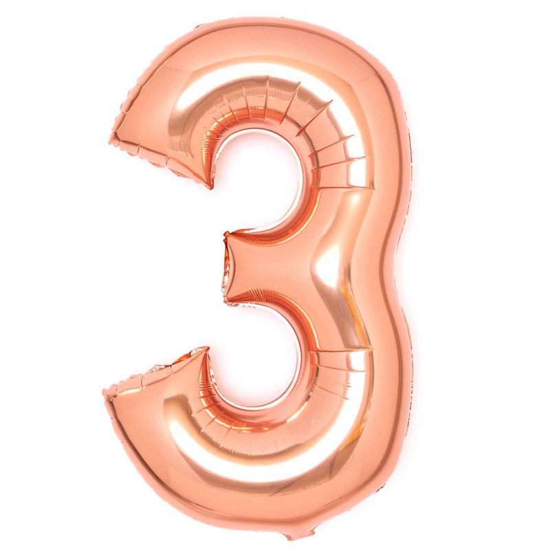 Amscan Large Number 3 Rose Gold Foil