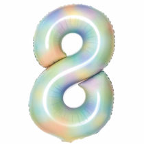 Amscan Large Number 8 Pastel Rainbow Foil