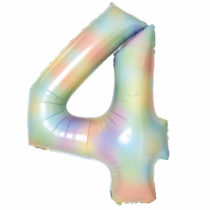 Amscan Large Number 4 Pastel Rainbow Foil