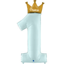 1st birthday prince blue number one foil balloon