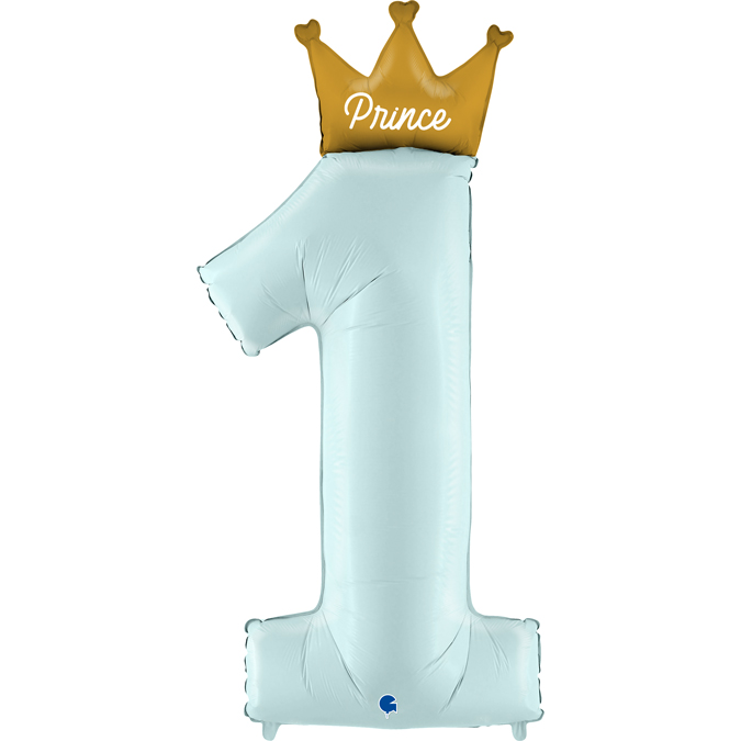 1st birthday prince blue number one foil balloon