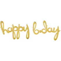 "Happy Bday" Script Phrase Gold Foil